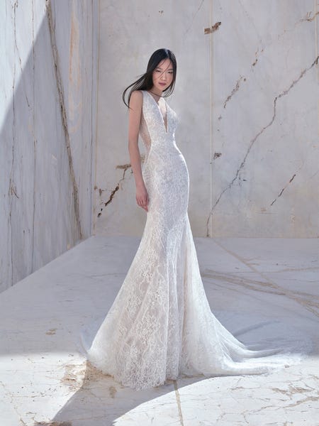 aneth v-neckline mermaid wedding dress front