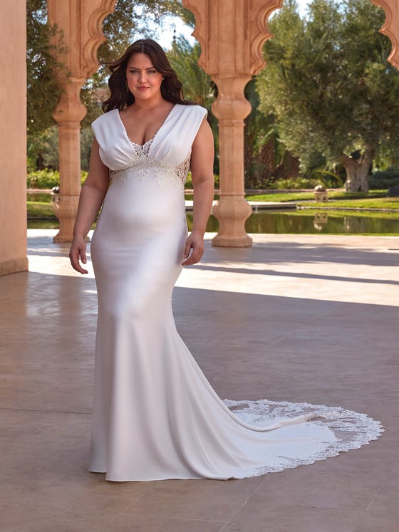 Yc449 Bridal Wedding Dress New Simple Bra Deep V Mermaid Dress