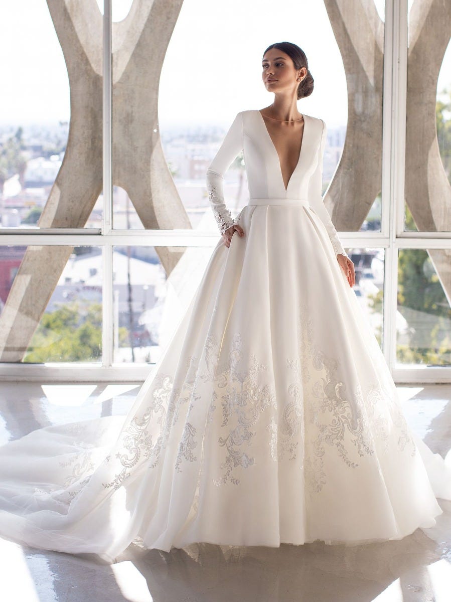 Vintage Long Sleeve Lace Wedding Dress Mermaid Tulle Bridal Gowns –  Ballbella