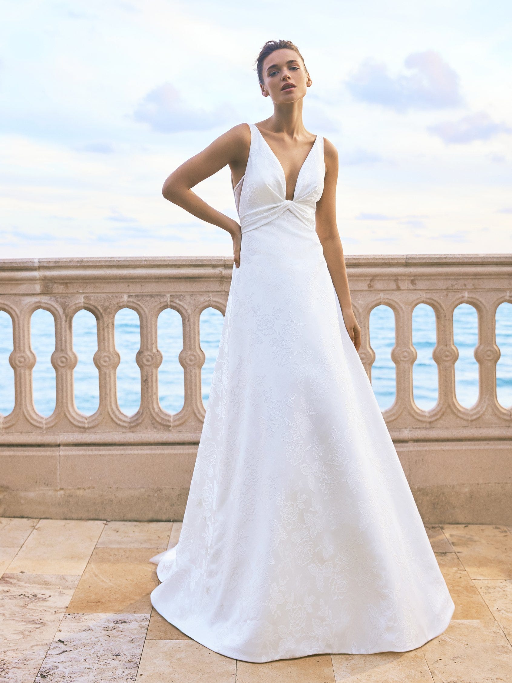 EIRE | A-line wedding dress with V-neck | Marchesa for Pronovias