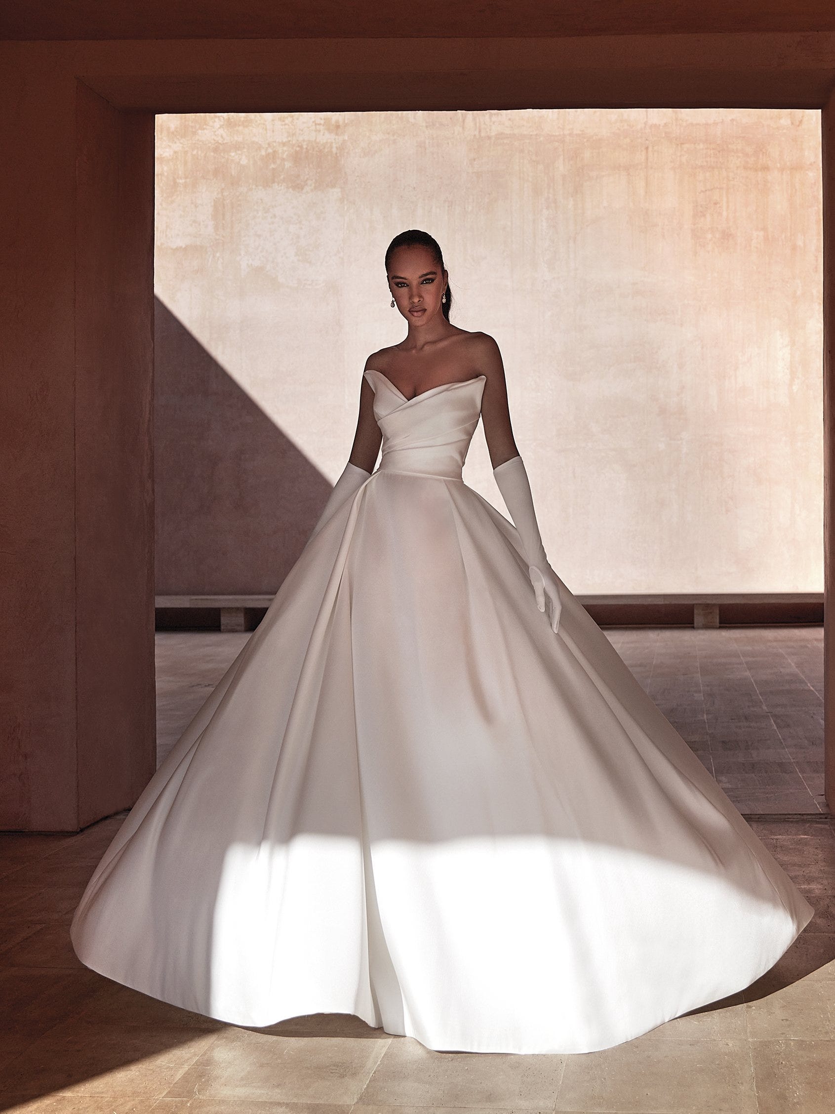 Strapless Satin Wedding Dresses A-Line Bridal Dresses W0067 – vigocouture