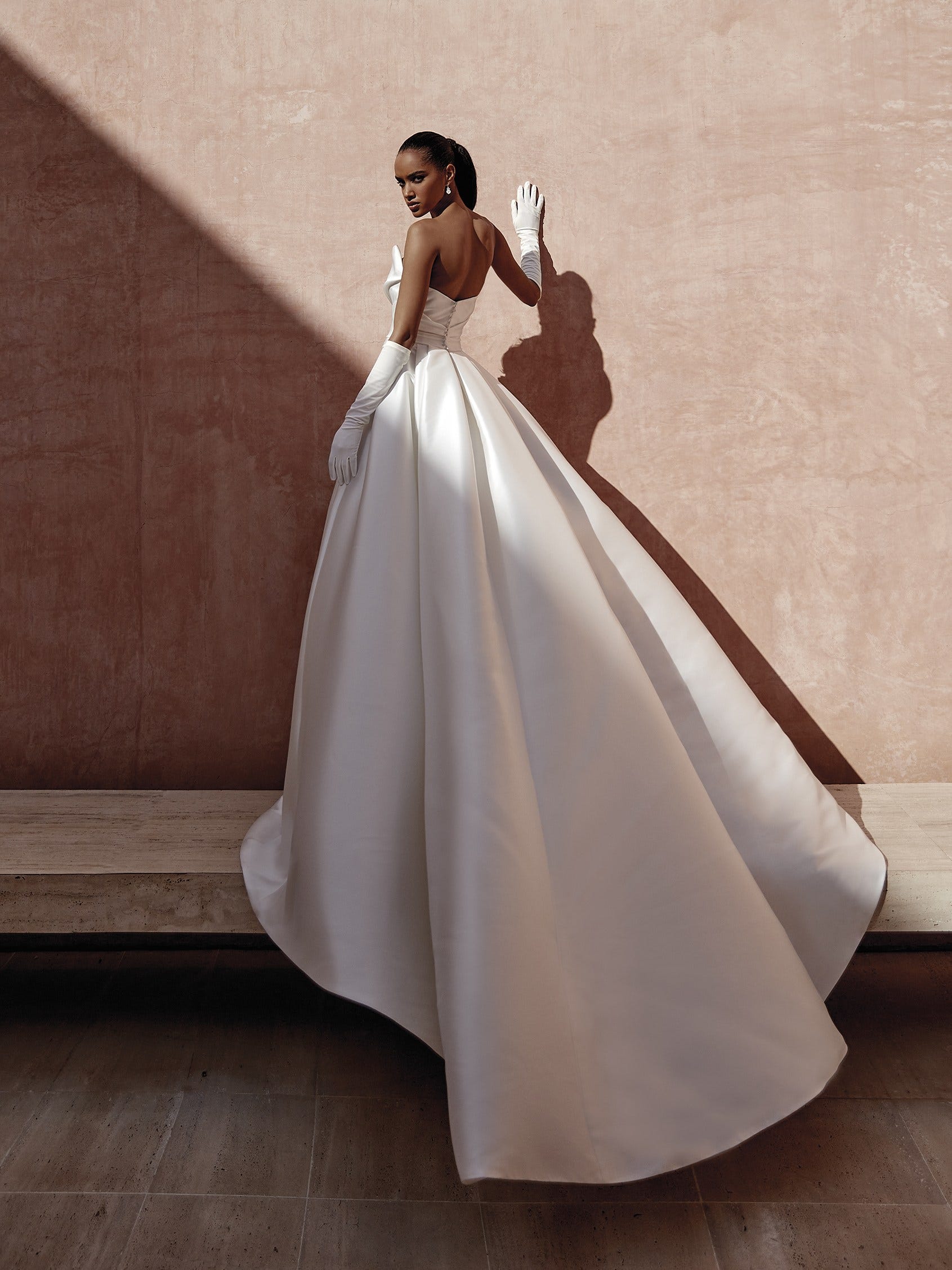Elegant Satin Wedding Dresses Lace Off The Shoulder Ball Gown – Lisposa