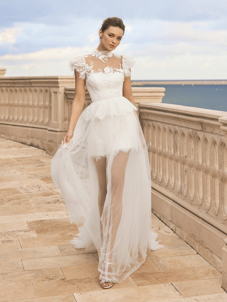 MAEBH, Sheath wedding dress with high neck