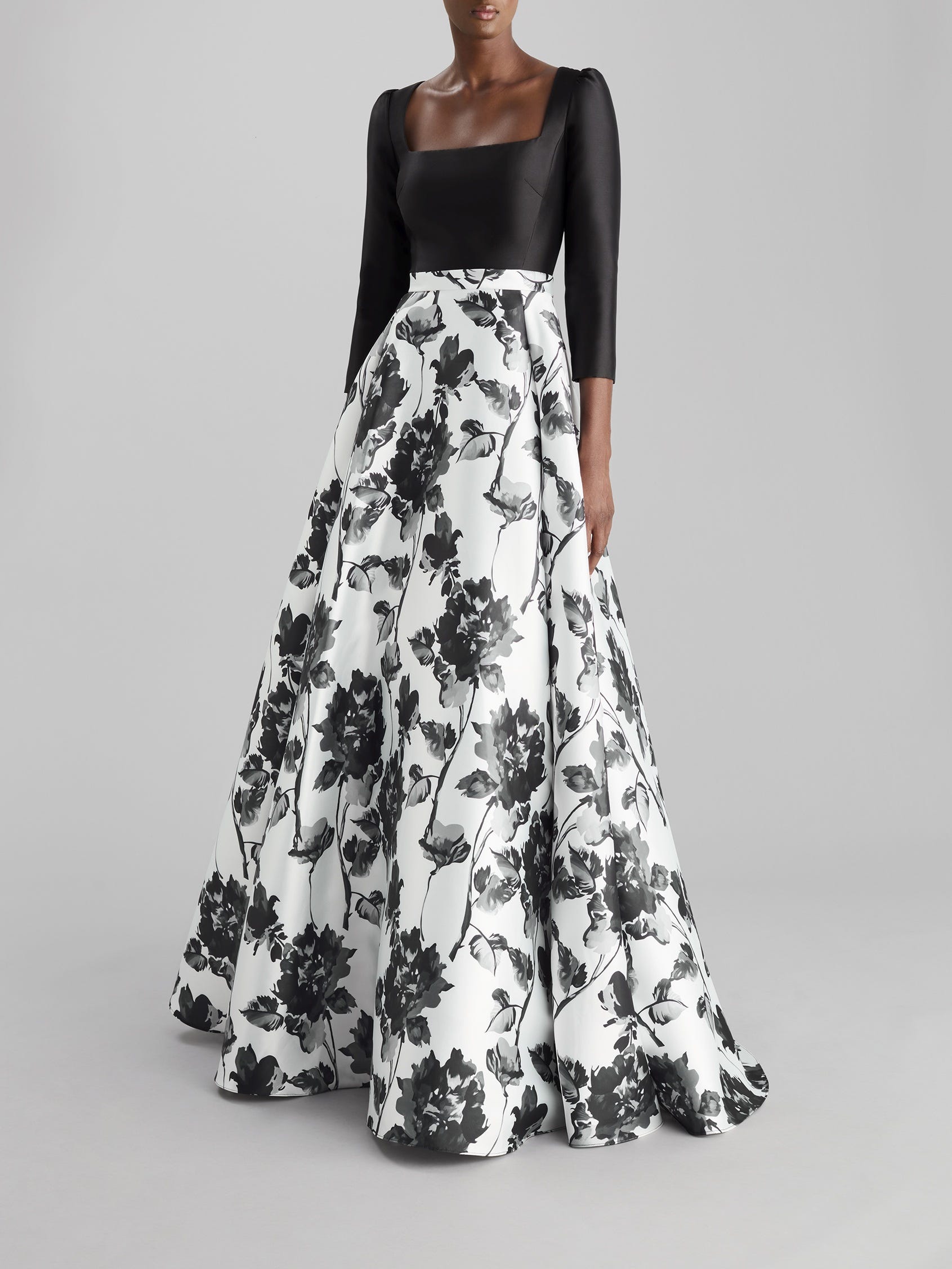 Carolina Herrera Black & White Embellished Yoke Dress - Queen Letizia  Dresses - Queen Letizia Style