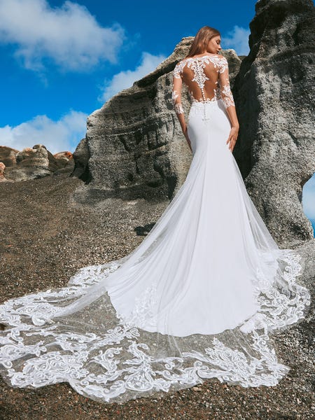 SEYCHELLES, Mermaid wedding dress with V-neck