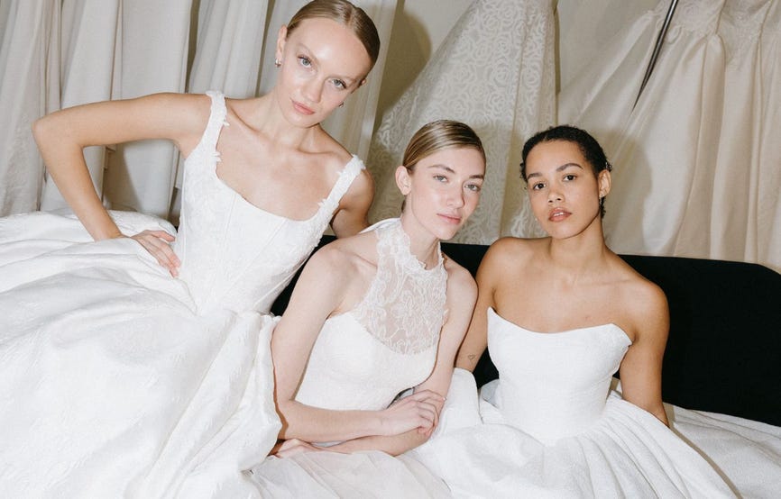 3 models wearing Pronovias wedding dress