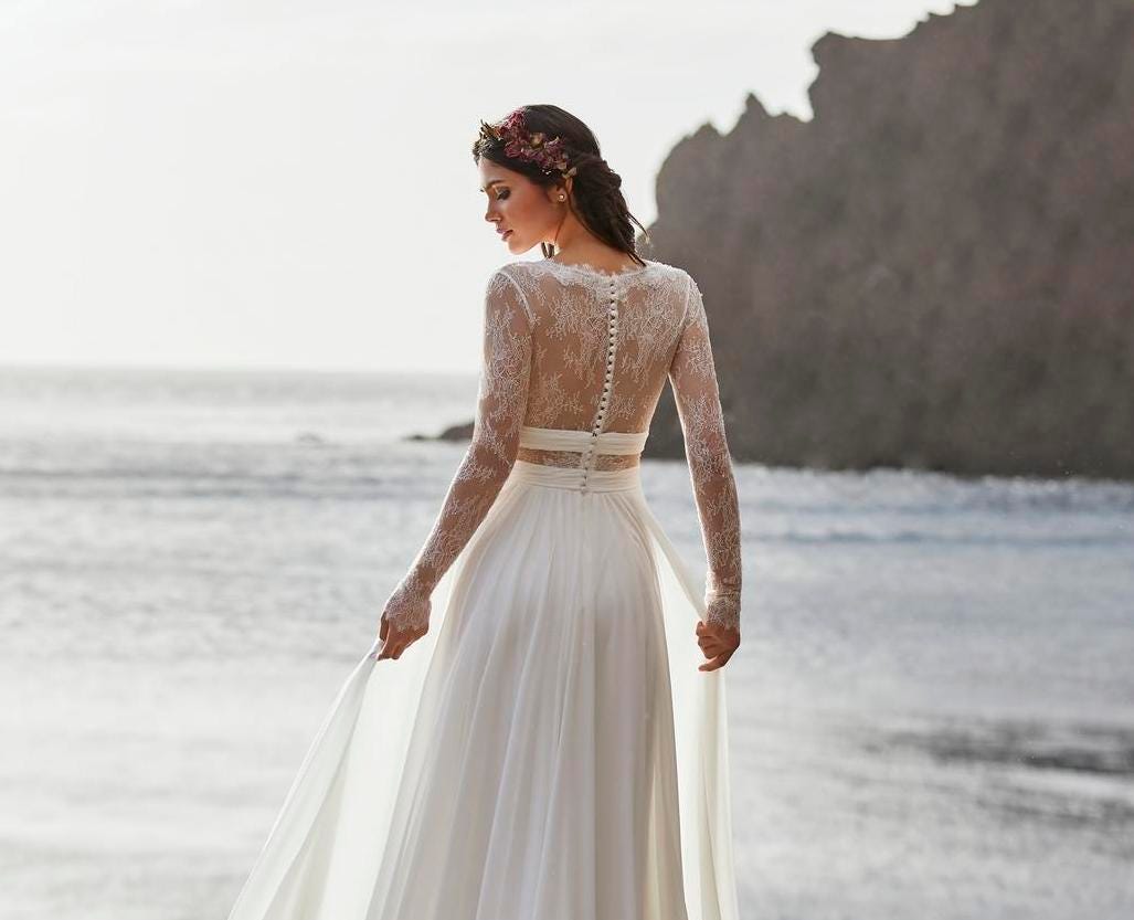 Boho Wedding Dresses Off The Shoulder Corset Lace Appliques Beach Bridal  Gowns | eBay