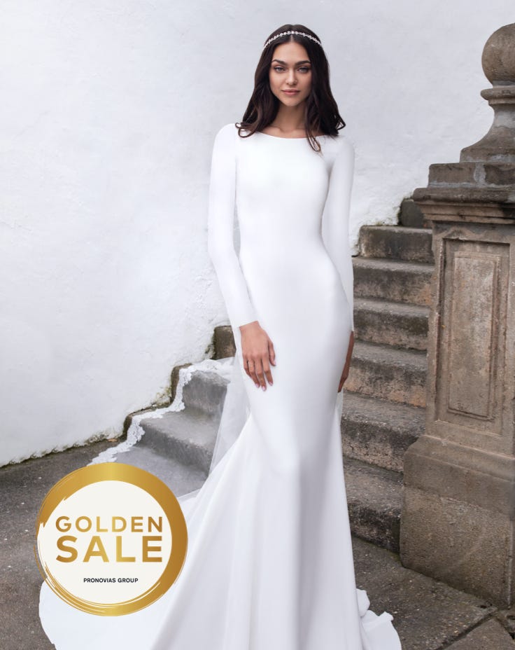 long sleeve pronovias wedding dress